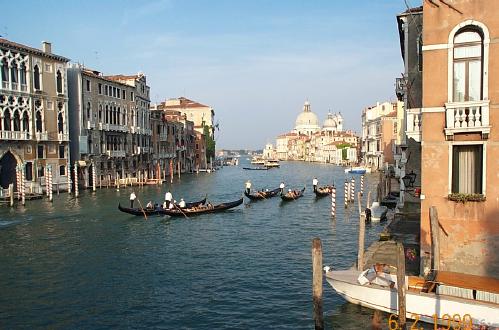 Gondolas on the Grand Canal in Venice