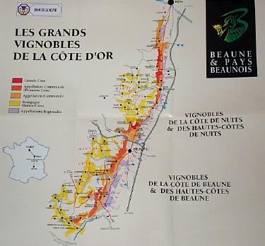 Vinyard Map of Area Surrounding Beaune